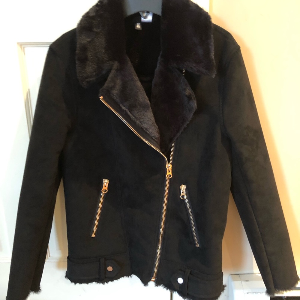 Faux fur moto jacket